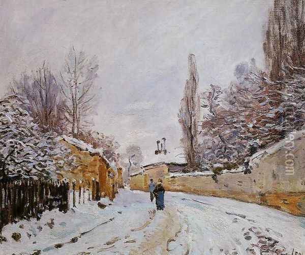 Road under Snow, near Louveciennes, 1876 Oil Painting - Alfred Sisley