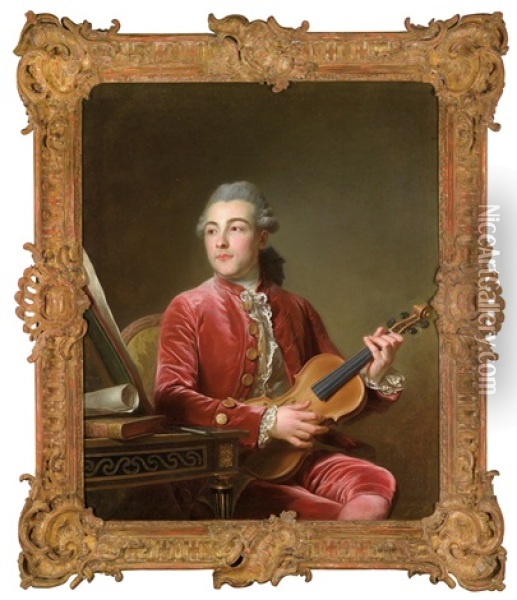 Bildnis Eines Herrn Mit Violine Oil Painting - Guillaume Voiriot
