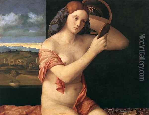 Naked Young Woman in Front of the Mirror 1515 Oil Painting - Giovanni Bellini
