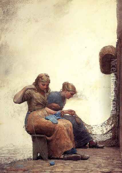 Mending the Nets Oil Painting - Winslow Homer
