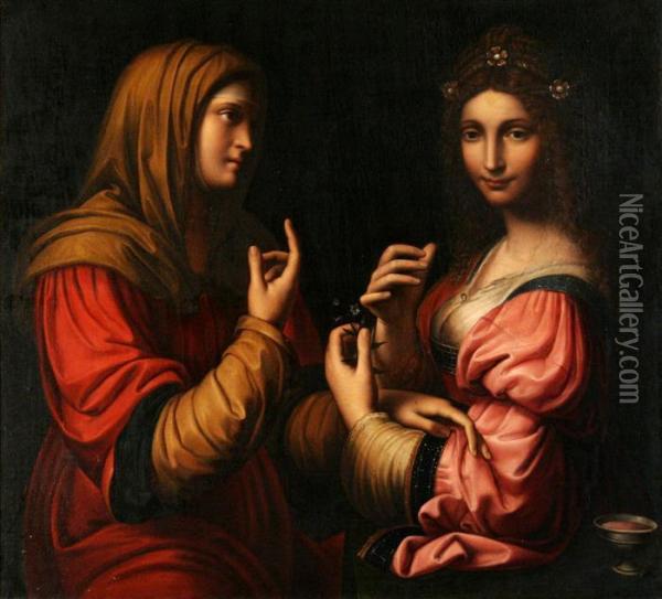 Vanity And Modesty Oil Painting - Giuseppe Mazzolani