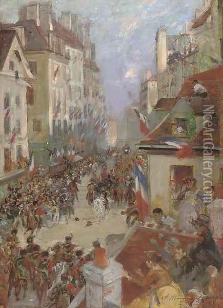 Napoleon's victory parade Oil Painting - French School