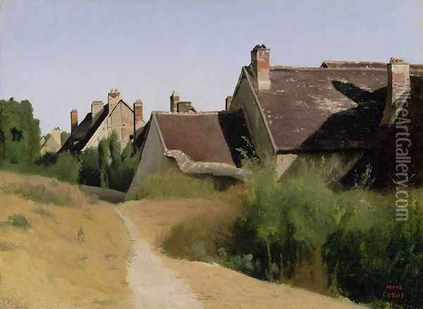 Houses near Orleans Oil Painting - Jean-Baptiste-Camille Corot