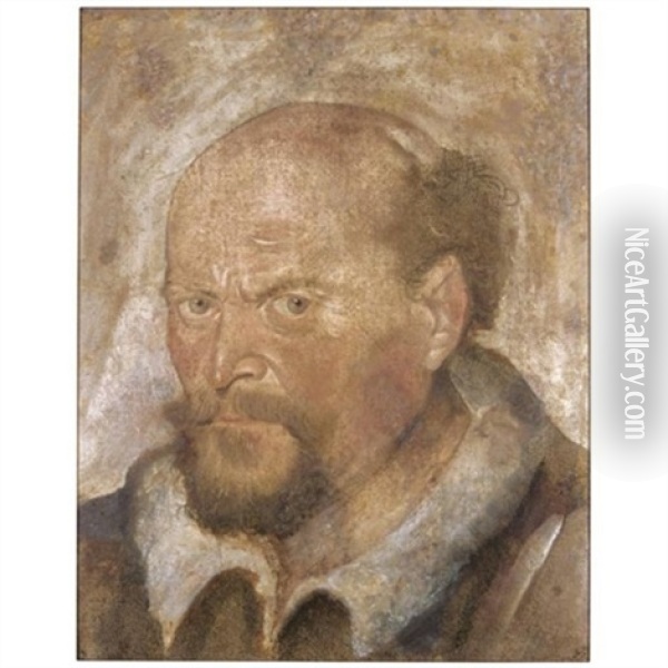 Portrait Of A Bearded Man; (+ Partial Study Of A Madonna And Child, After Raphael, Red Chalk, Verso) Oil Painting - Hans Asper