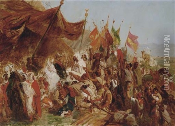 La Fete Donnee A Ll. Mm. L'empereur Et L'imperatrice, A Alger, Le 19 Septembre 1860 (study) Oil Painting - Isidore Alexandre Augustin Pils