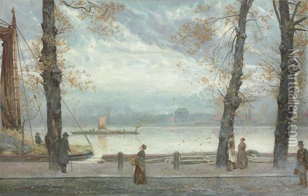 Cheyne Walk, London Oil Painting - Cecil Gordon Lawson