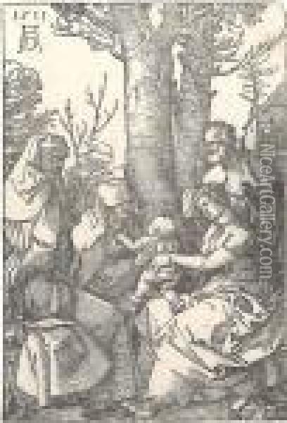 Die Heilige Familie Mit Joachim Und Anna Unter Dem Baum Oil Painting - Albrecht Durer