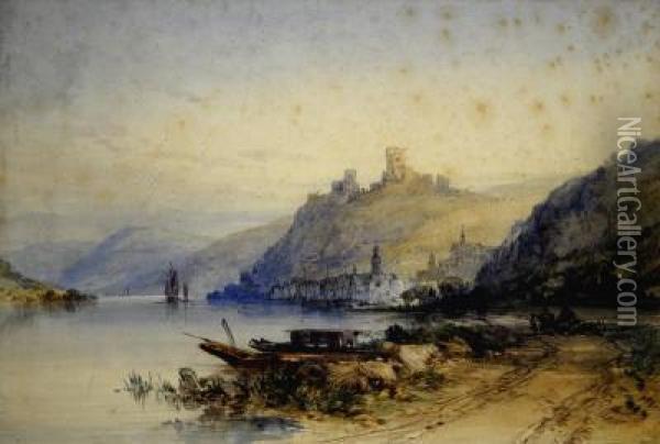 Schloss Knackhausen On The Rhine Oil Painting - William Callow