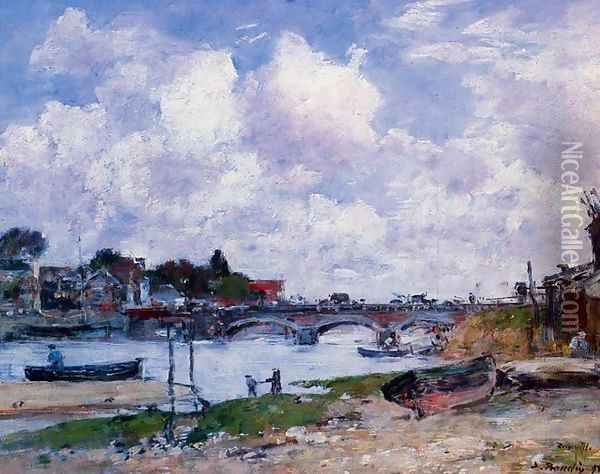 The Bridge over the Toques at Deauville 1895 Oil Painting - Eugene Boudin