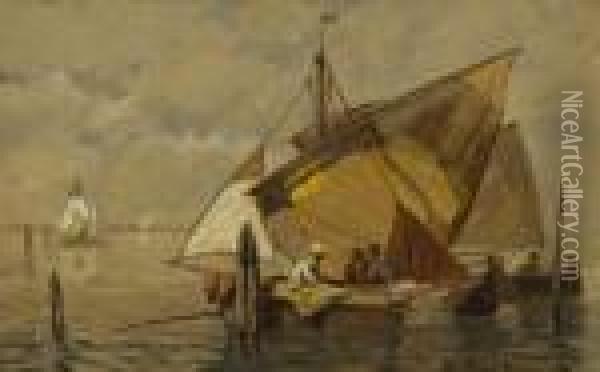 Venezianisches
 Fischerboot. Oil Painting - Ludwig Dill