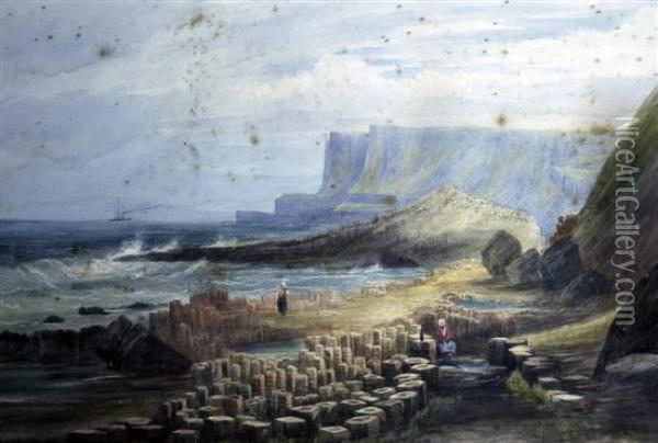 The Giants Causeway From The Well Oil Painting - Andrew Nicholl
