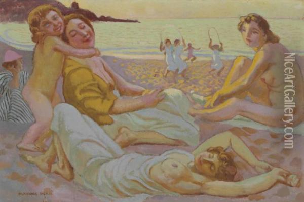 La Plage De Trestignel, Perros-guirec Oil Painting - Maurice Denis