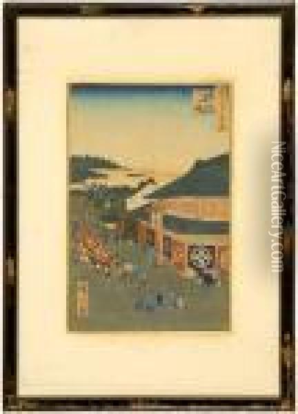Hirokoji Street In Shitaya Oil Painting - Utagawa or Ando Hiroshige