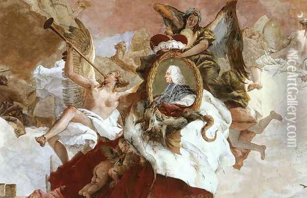 Apollo and the Continents (detail-2) 1752-53 Oil Painting - Giovanni Battista Tiepolo