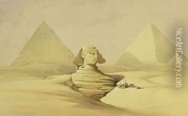 The Great Sphinx and the Pyramids of Giza, from Egypt and Nubia, Vol.1 2 Oil Painting - David Roberts