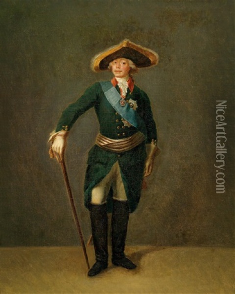 Portrat Des Zaren Paul I. Von Russland (1754-1801) In Der Uniform Der Leibgarde Des Preobrashenki-regiments Oil Painting - Stepan Semenovic Scukin