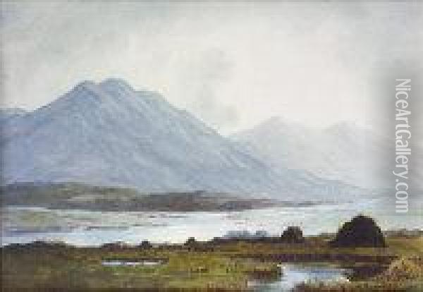 Connemara Mountain River Landscape Oil Painting - Douglas Alexander
