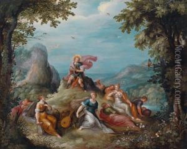 Frans Francken Il Giovane Apollo E Le Muse Sul Parnaso Oil Painting - Abraham Govaerts