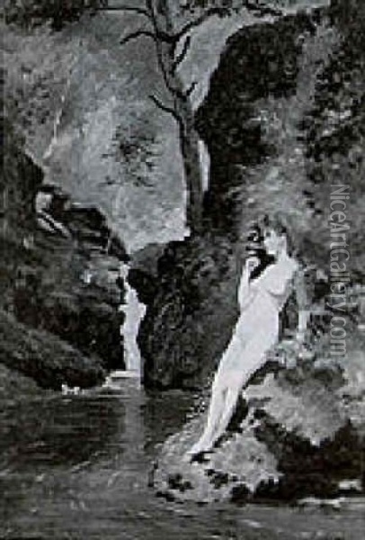 Bather By A Waterfall Oil Painting - Louis Michel Eilshemius
