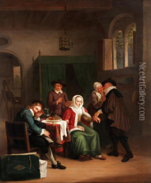 The Doctor's Visit Oil Painting - Jozef Geirnaert