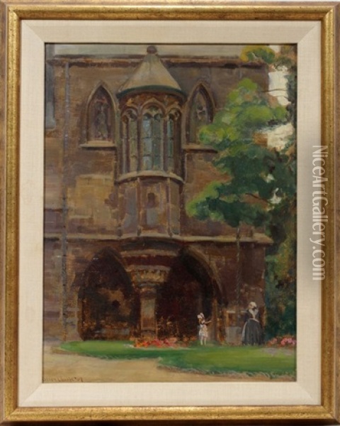 French Cathedral Exterior Oil Painting - Alson Skinner Clark
