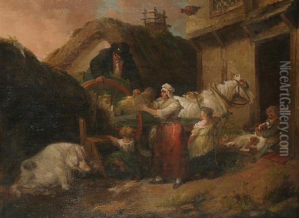 Loading The Cart Oil Painting - George Morland