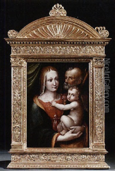 Sacra Famiglia Oil Painting - Lucca Longhi