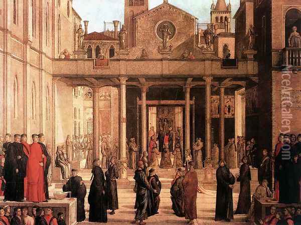 The Relic Of The Holy Cross Is Offered To The Scuola Di S. Giovanni Evangelista 1494 Oil Painting - Lazzaro Bastiani
