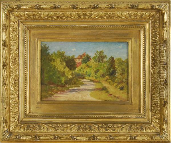 Pathway Through The Trees Leading To A Victorian House Oil Painting - Horace Robbins Burdick