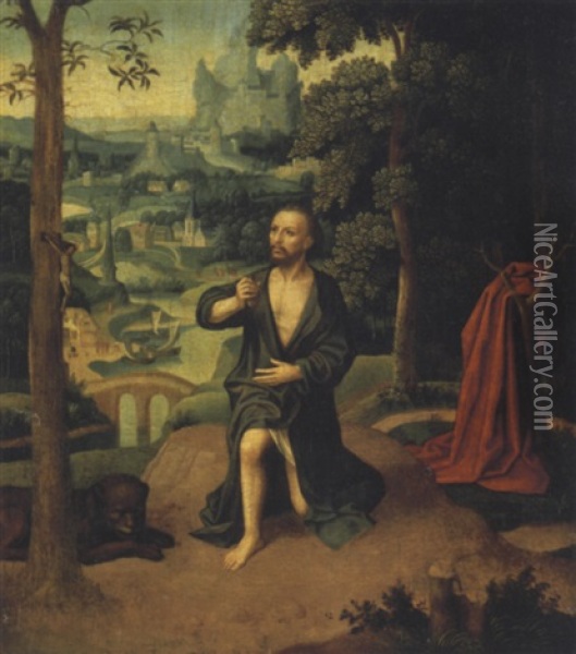 Saint Jerome Dans Un Paysage Oil Painting - Adriaen Isenbrant