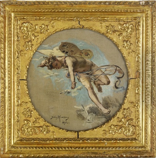 Kerub, Skiss Till Plafond Pa Stockholms Slott Oil Painting - Julius Johann Ferdinand Kronberg