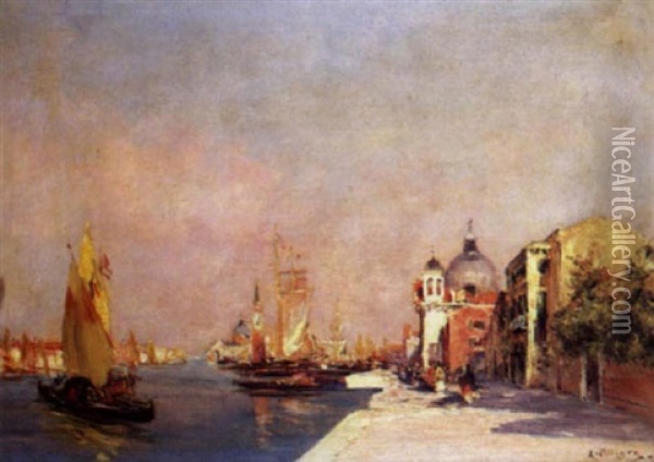 Quai A Venise Oil Painting - Raymond Allegre