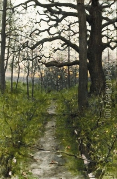 Abendliche Landschaft Mit Weg Oil Painting - Charles Daux