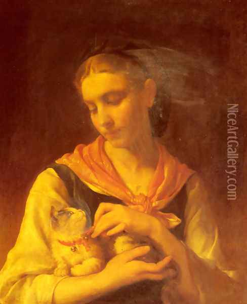 The Favorite Kitten Oil Painting - Emile Munier