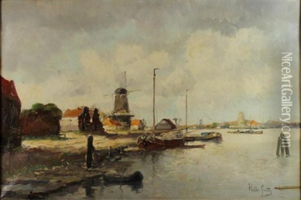 Windmills Oil Painting - Hobbe Smith