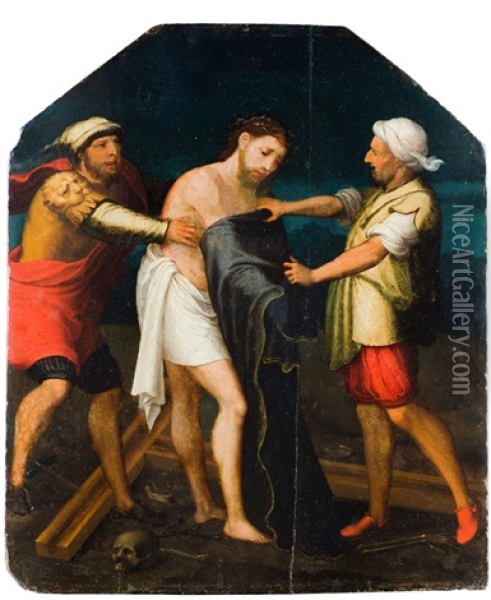 Preparativos Para La Crucifixion Oil Painting - Juan Correa de Vivar