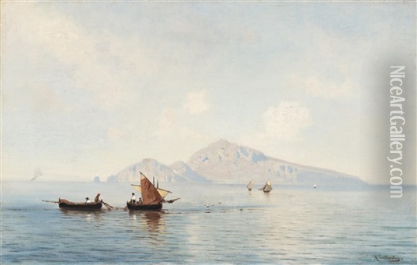 Punta Campanella, Capri Oil Painting - Ascan Lutteroth
