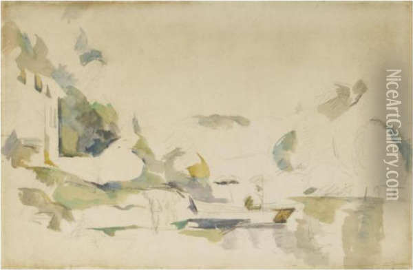 La Barque - Le Lac D'annecy Oil Painting - Paul Cezanne