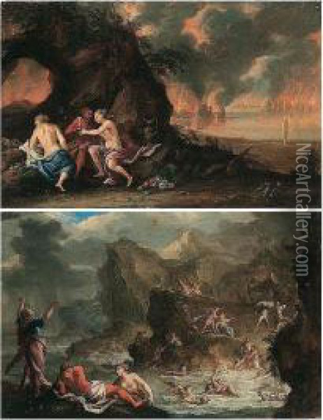 The Deluge; Lot And His Daughters Oil Painting - Victor Honore Janssens