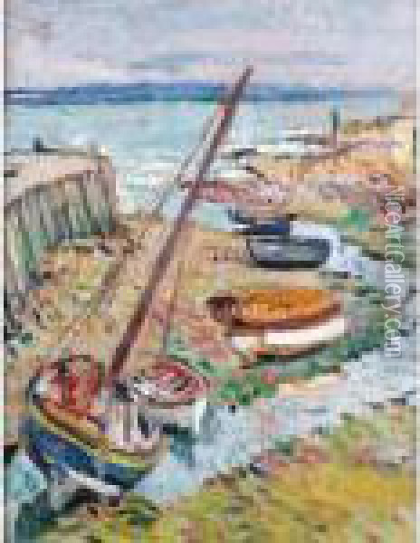 The Harbour At Largo Oil Painting - George Leslie Hunter