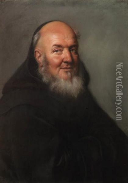 Portrait Of A Capuchin Monk, Bust Length Oil Painting - Joseph Vivien