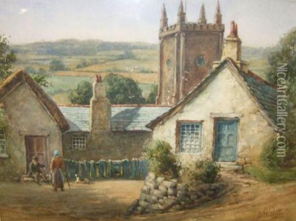 A Village In The Lake District Oil Painting - George Pretty