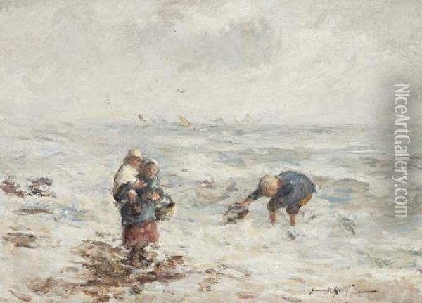 Young Fisherfolk Oil Painting - Robert Gemmell Hutchison