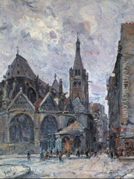Eglise De Saint-eustache Oil Painting - Gustave Madelain