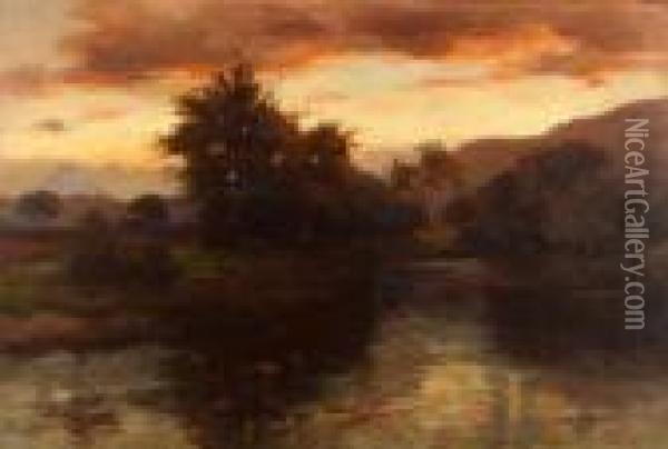 In The Gloaming - On The Forth Aberfoyle Oil Painting - James Scott Kinnear