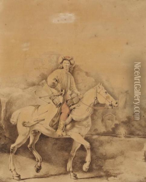 The Polish Rider Oil Painting - Jean-Pierre Norblin De La Gourdaine