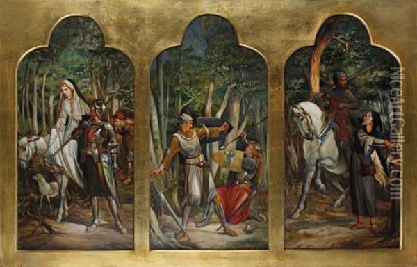 Knights And Maidens Oil Painting - Alfred Patten