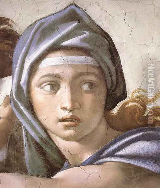 The Delphic Sibyl (detail-1) 1509 Oil Painting - Michelangelo Buonarroti