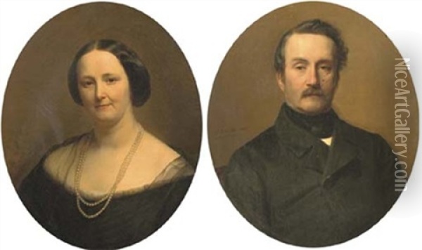The Married Couple (pair, One 1862) Oil Painting - Herman Antoine de Bloeme