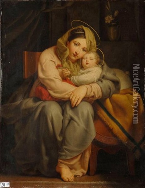 Vierge A L'enfant Ou Affection Et Repos Oil Painting - Francois Joseph Navez